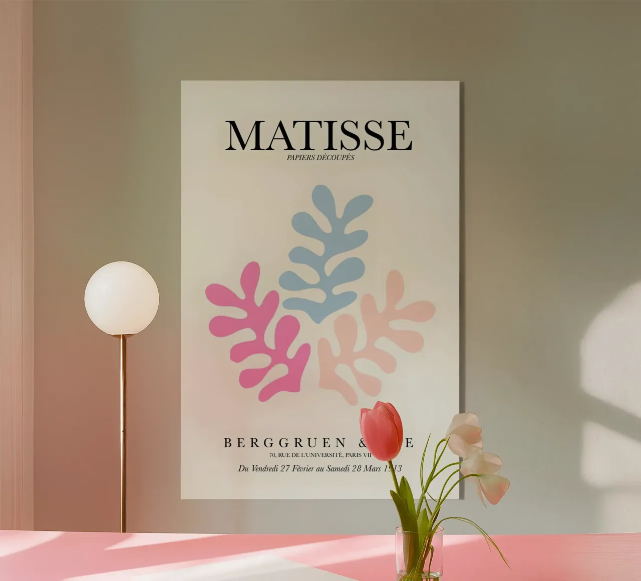 Matisse Papyrus Recortes abstractos Rosa pálido Azul metacrilato de homdeco