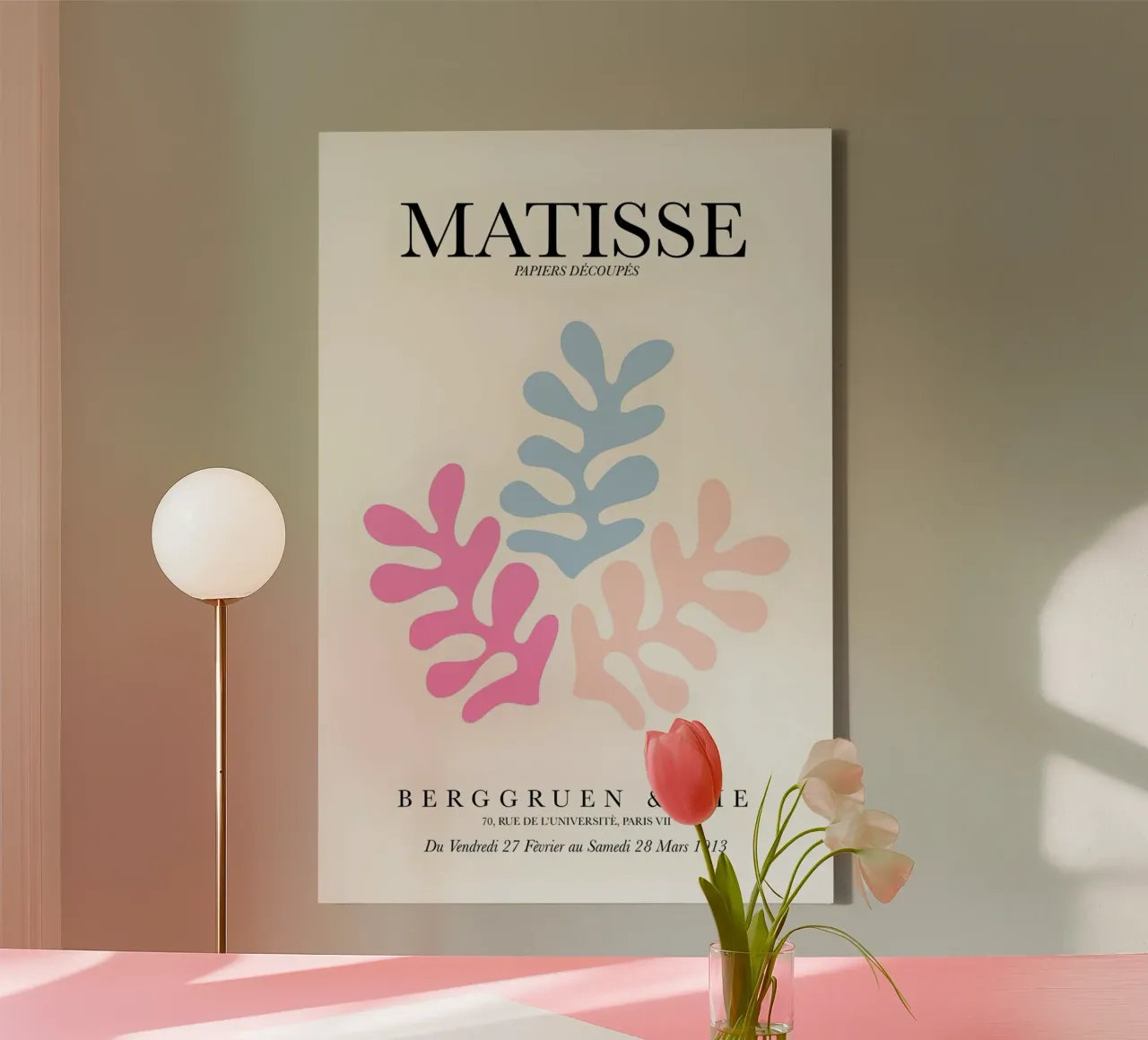 Matisse Papyrus Abstract Cut-Outs Pale Pink Blue canvas by homdeco