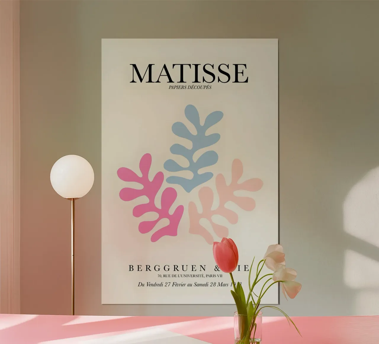 Matisse Papyrus Recortes abstractos Rosa pálido Azul hahnemühle de homdeco