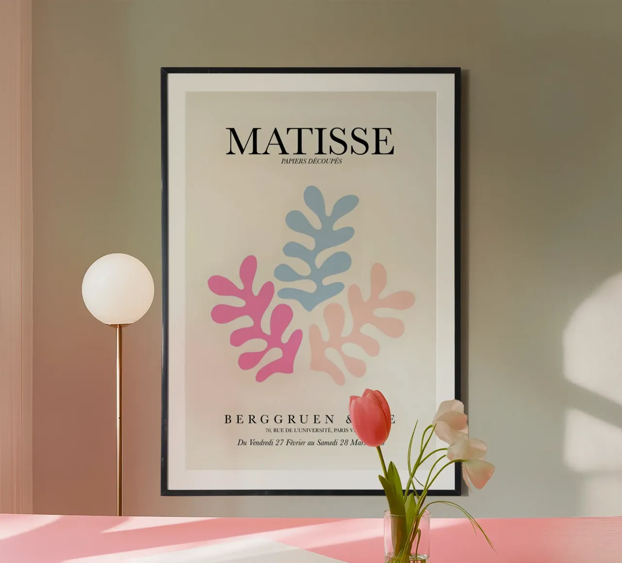 Matisse Papyrus Recortes abstractos Rosa pálido Azul hahnemühle de homdeco