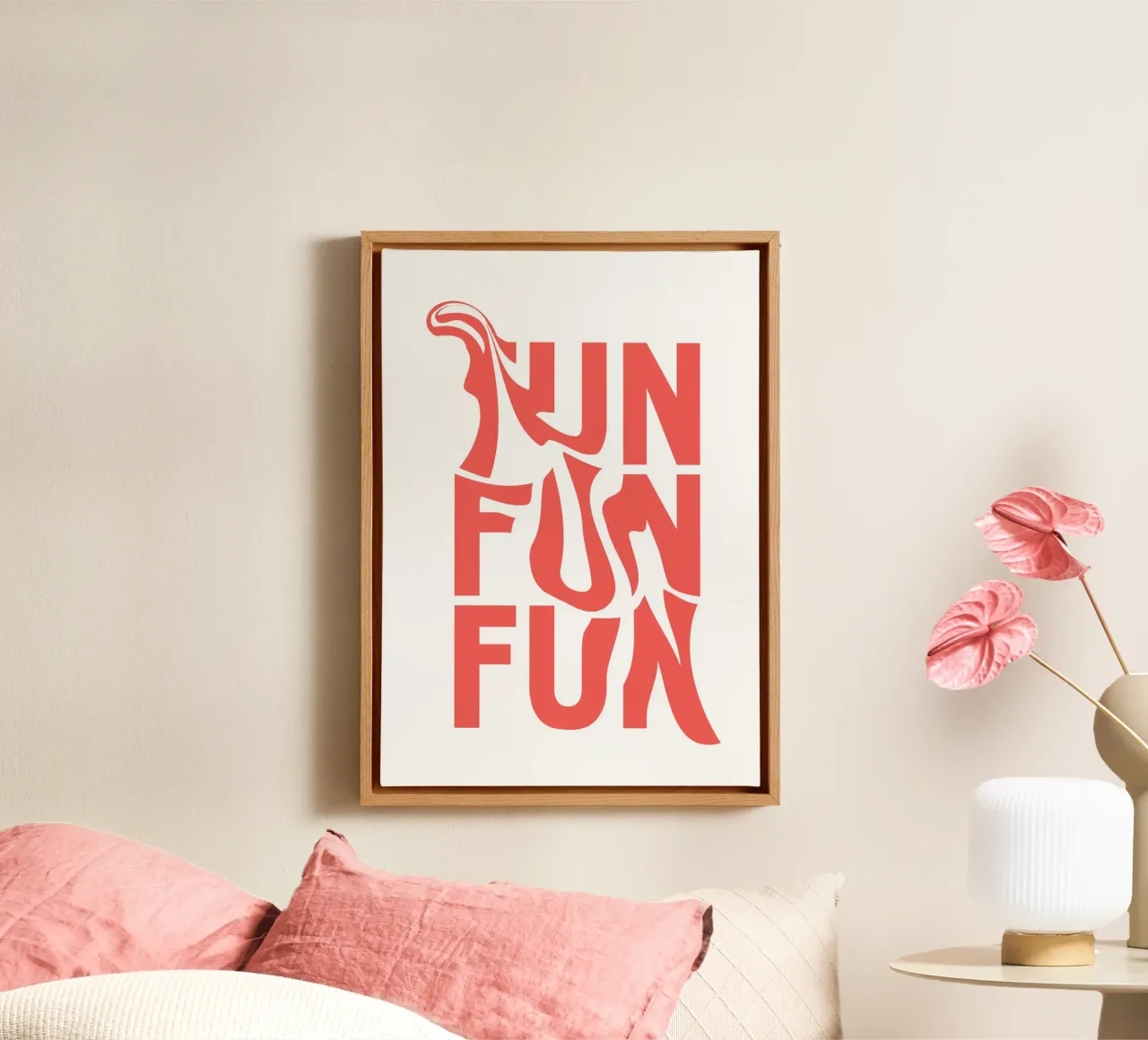 Poster pop art in grassetto tipografico Fun Fun Fun Fun tela con Cornice a cassetta da homdeco