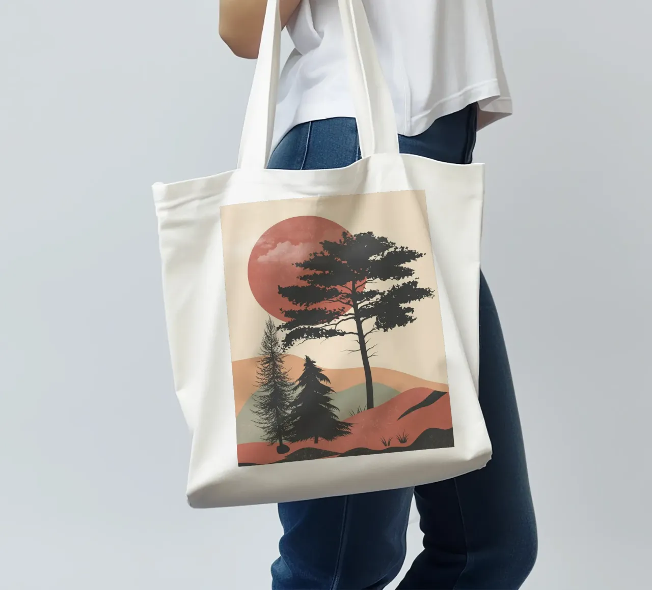 Sole rosso nascente borsa in juta da LeaDArt