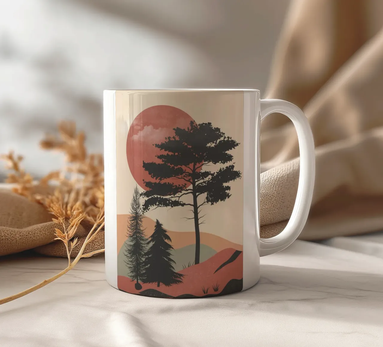 Sole rosso nascente tazza in ceramica da LeaDArt
