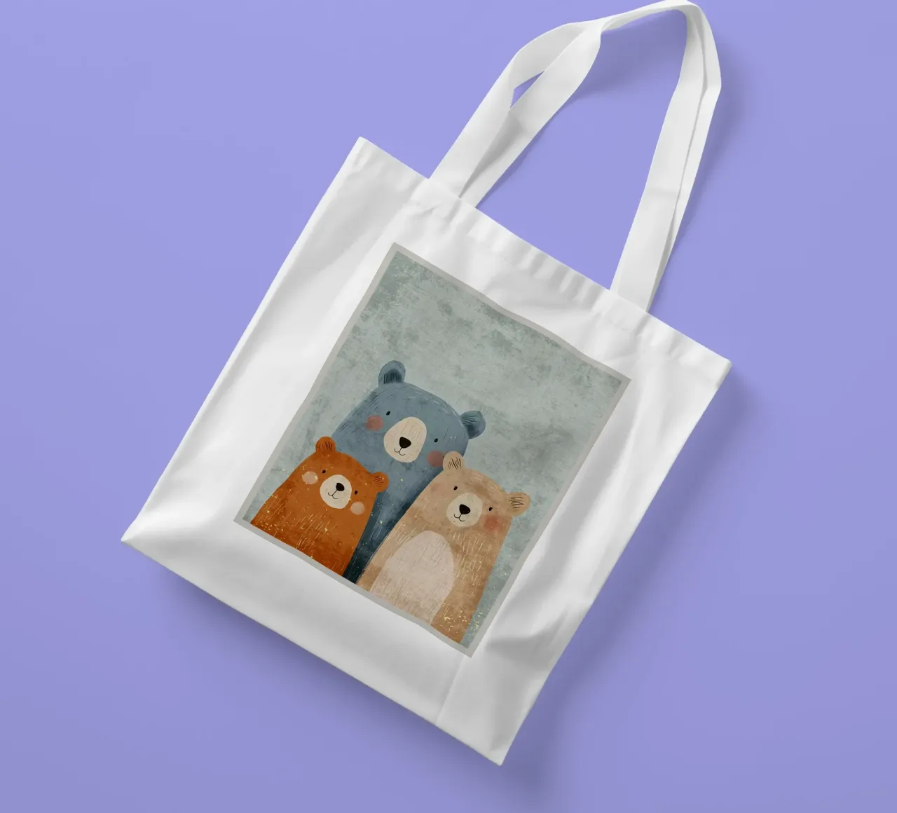 Tre simpatici orsi borsa in juta da Shawna Studio