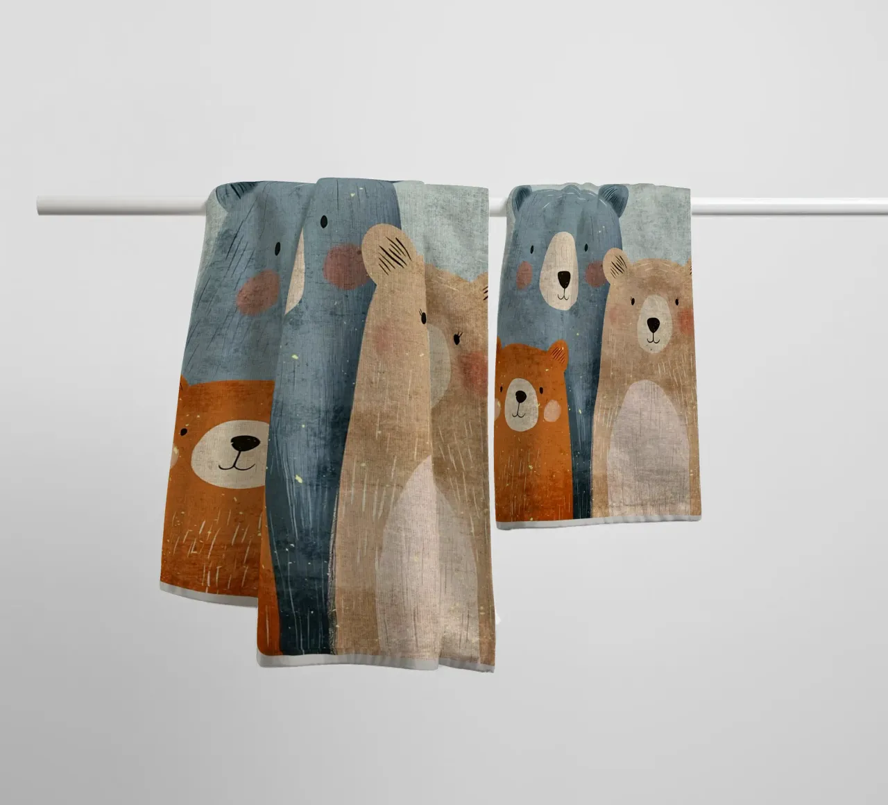 Tre simpatici orsi asciugamano da bagno da Shawna Studio