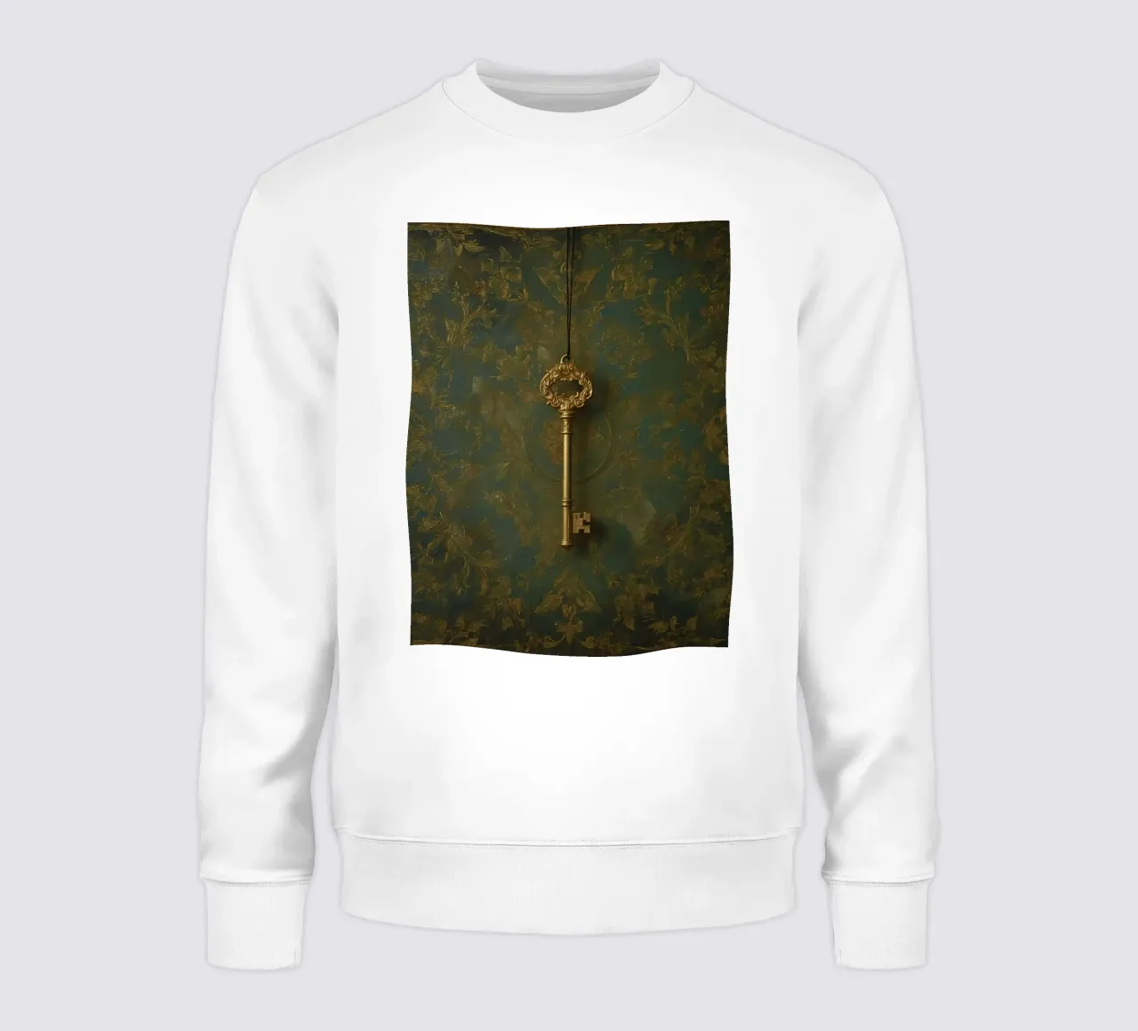 Llave colgada sobre un fondo texturizado con intrincadas flo sudadera de DesignDoodle