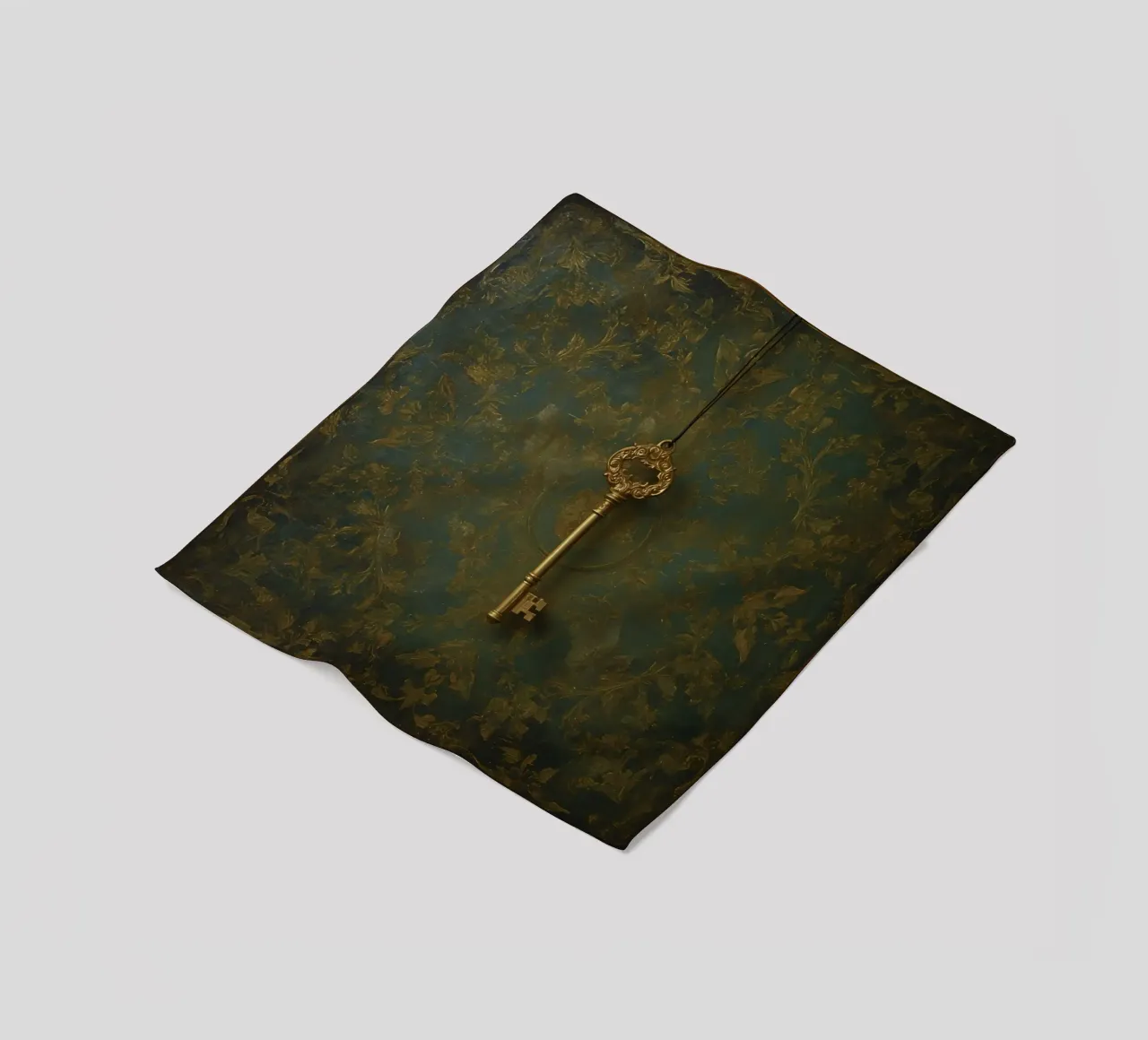Key hanging against a textured background with intricate flo fleece blanket by DesignDoodle