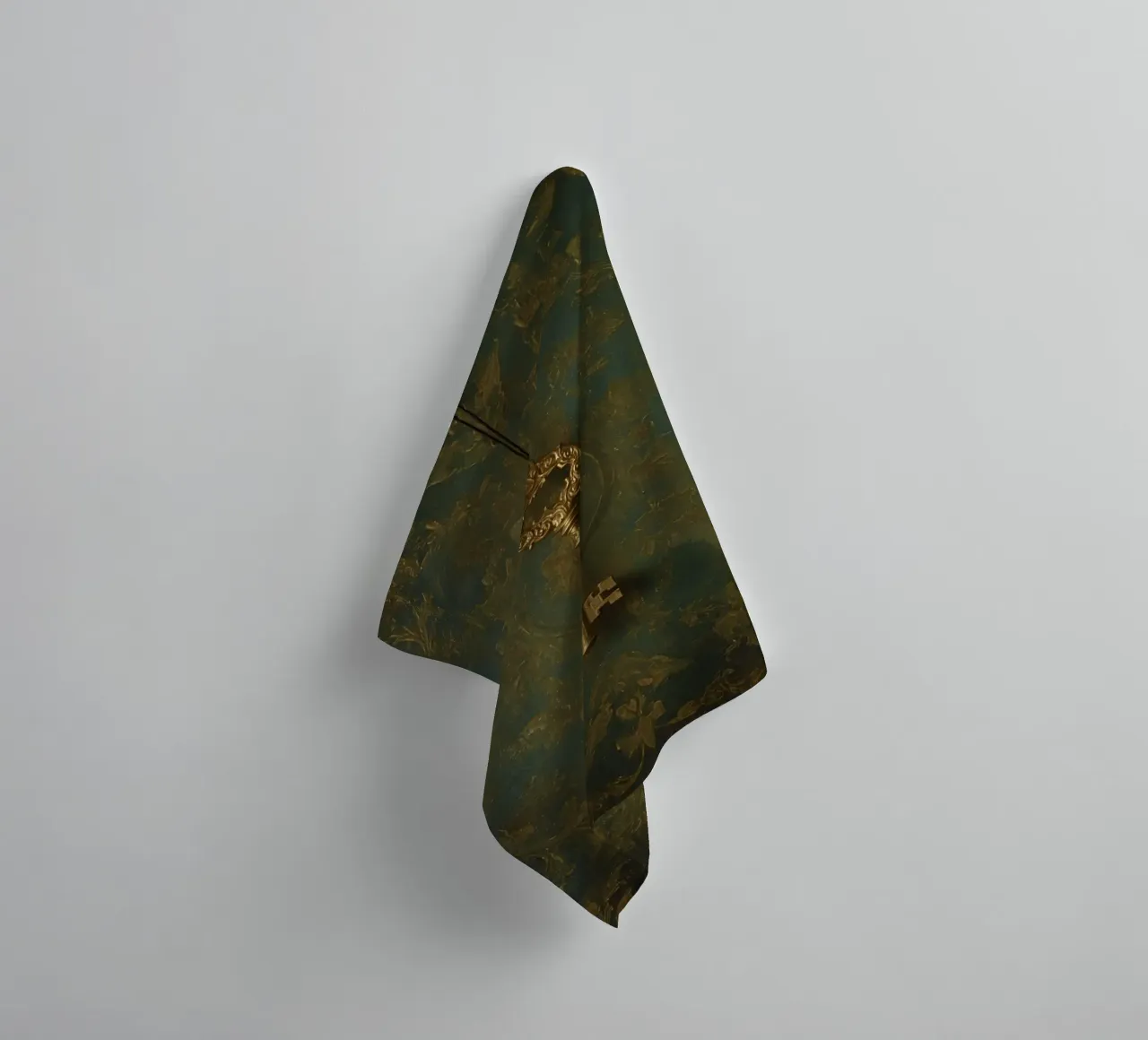 Key hanging against a textured background with intricate flo towel by DesignDoodle