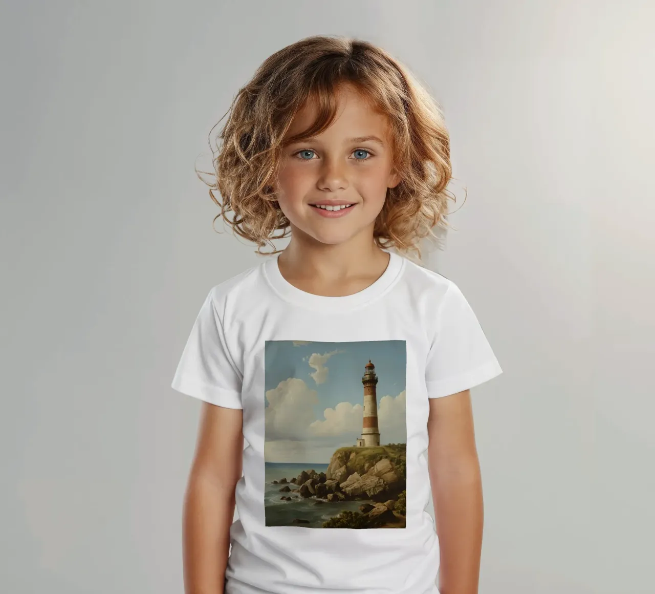 Faro arroccato su una scogliera rocciosa a picco sull'oceano t-shirt bambini da DesignDoodle