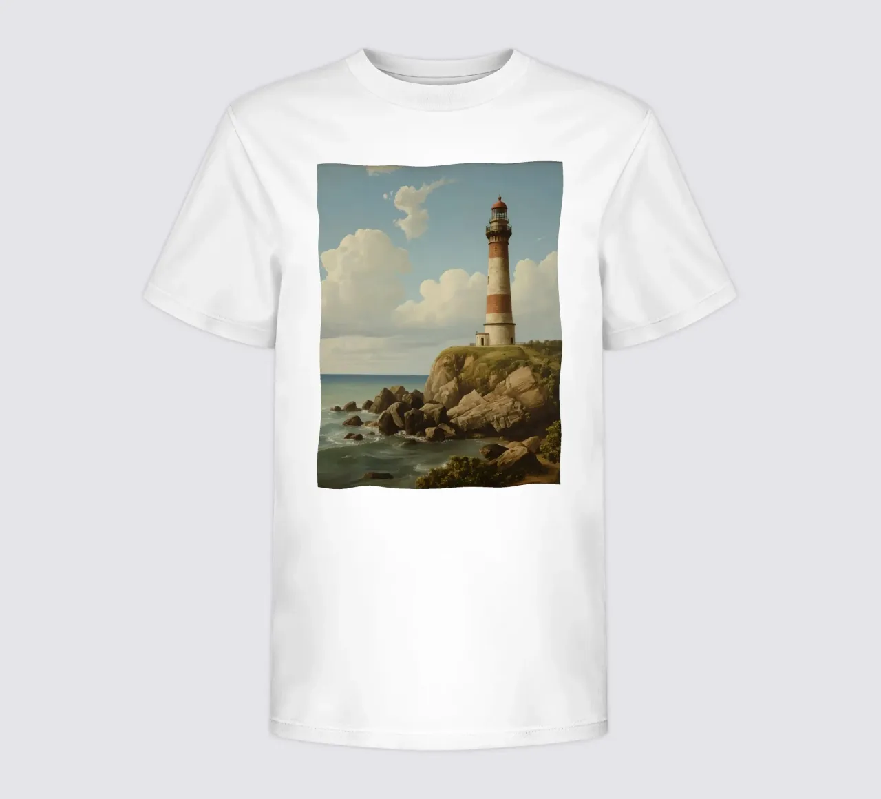 Faro arroccato su una scogliera rocciosa a picco sull'oceano t-shirt bambini da DesignDoodle