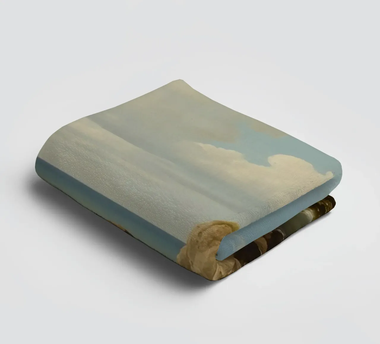 Lighthouse perched on a rocky cliff overlooking the ocean towel by DesignDoodle