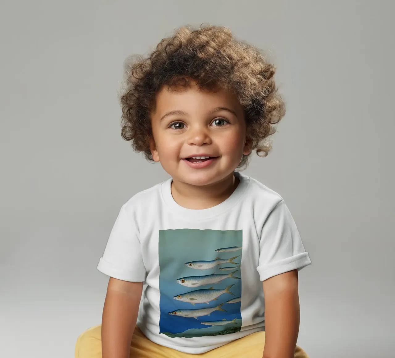 Sardine Seaside Serenade — Coastal Watercolor Fish Print Art baby t-shirt by Kaji