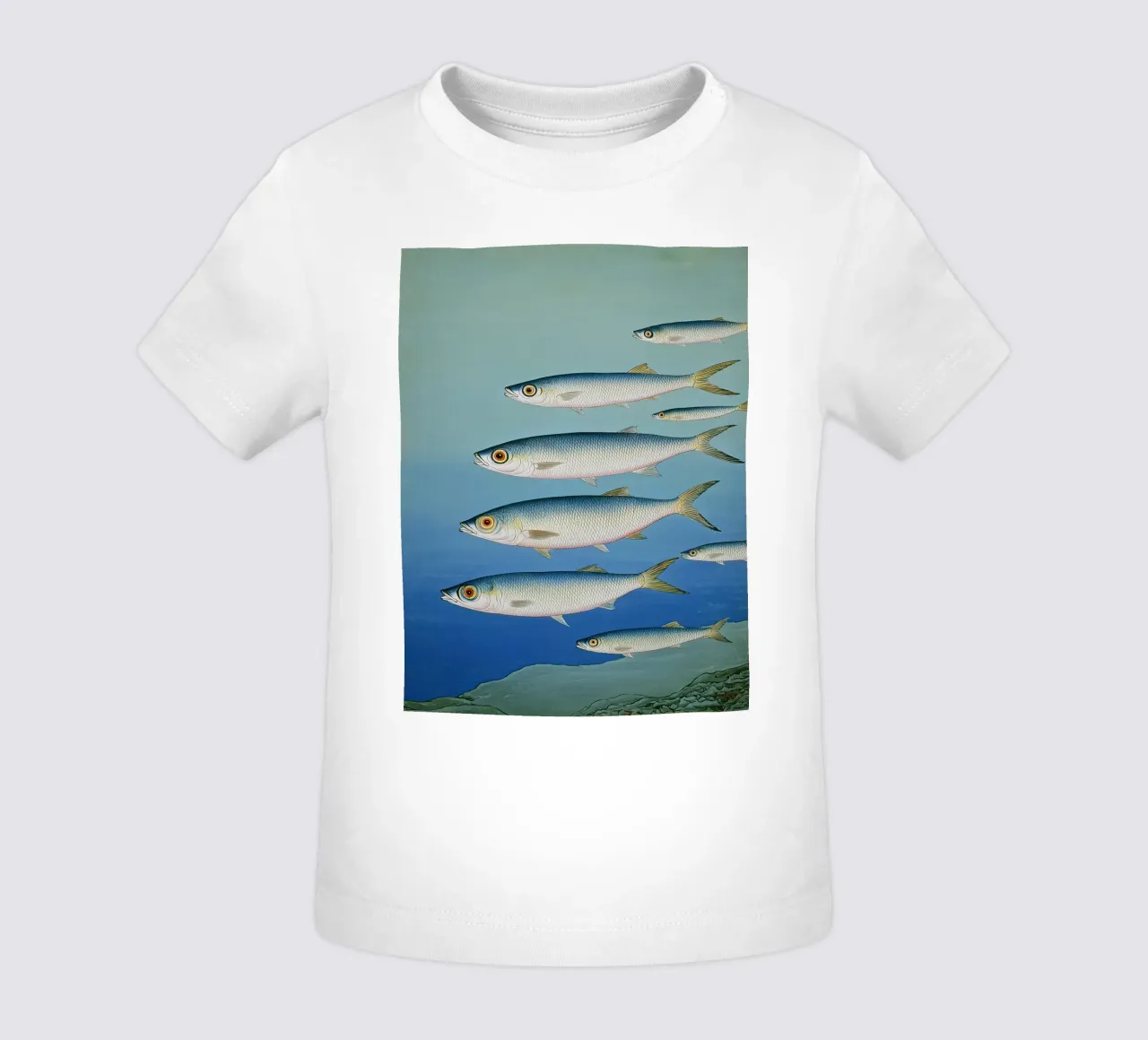 Sardine Seaside Serenade — Coastal Watercolor Fish Print Art baby t-shirt by Kaji