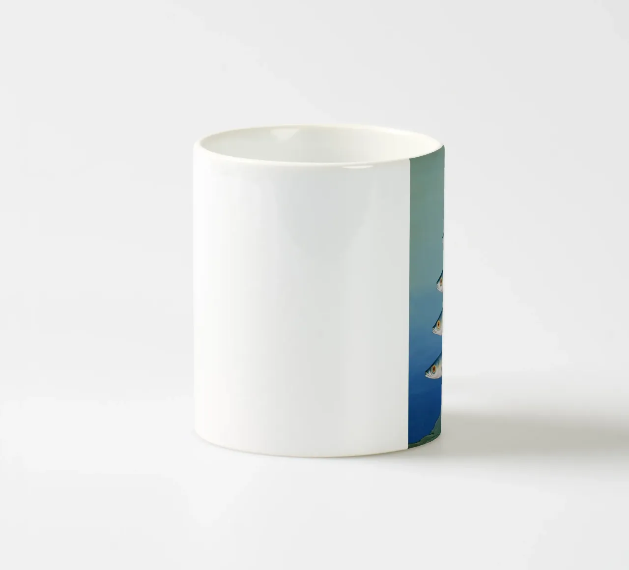 Sardine Seaside Serenade — Coastal Watercolor Fish Print Art ceramic mug by Kaji