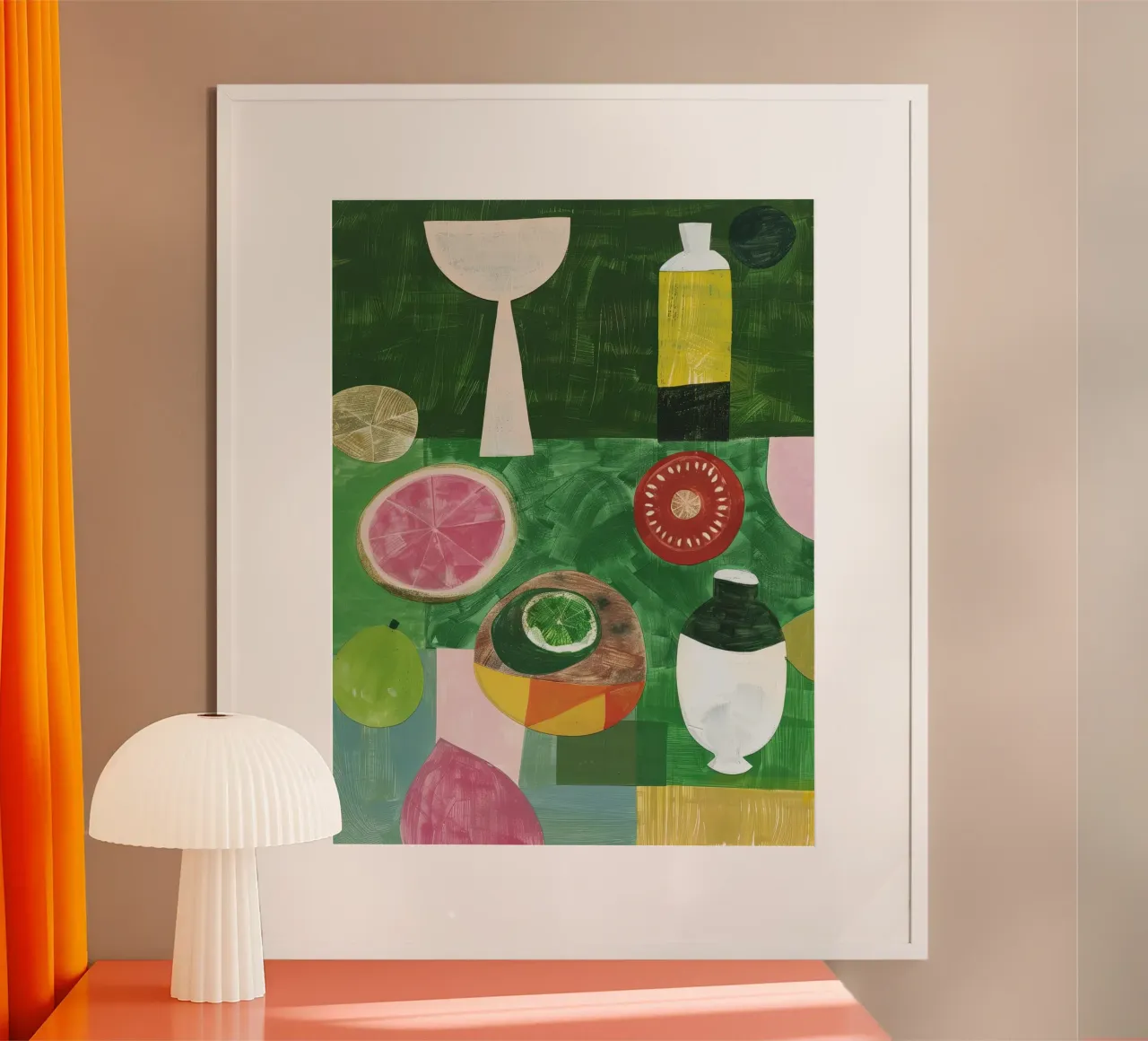 Natura morta in verde poster con telaio in alluminio da DaarbyN