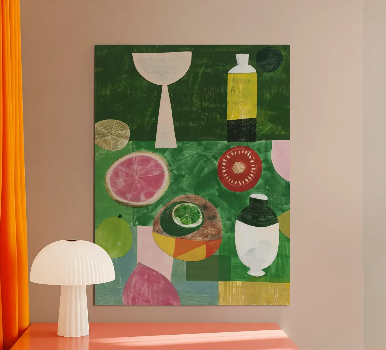 Natura morta in verde poster con telaio in alluminio da DaarbyN