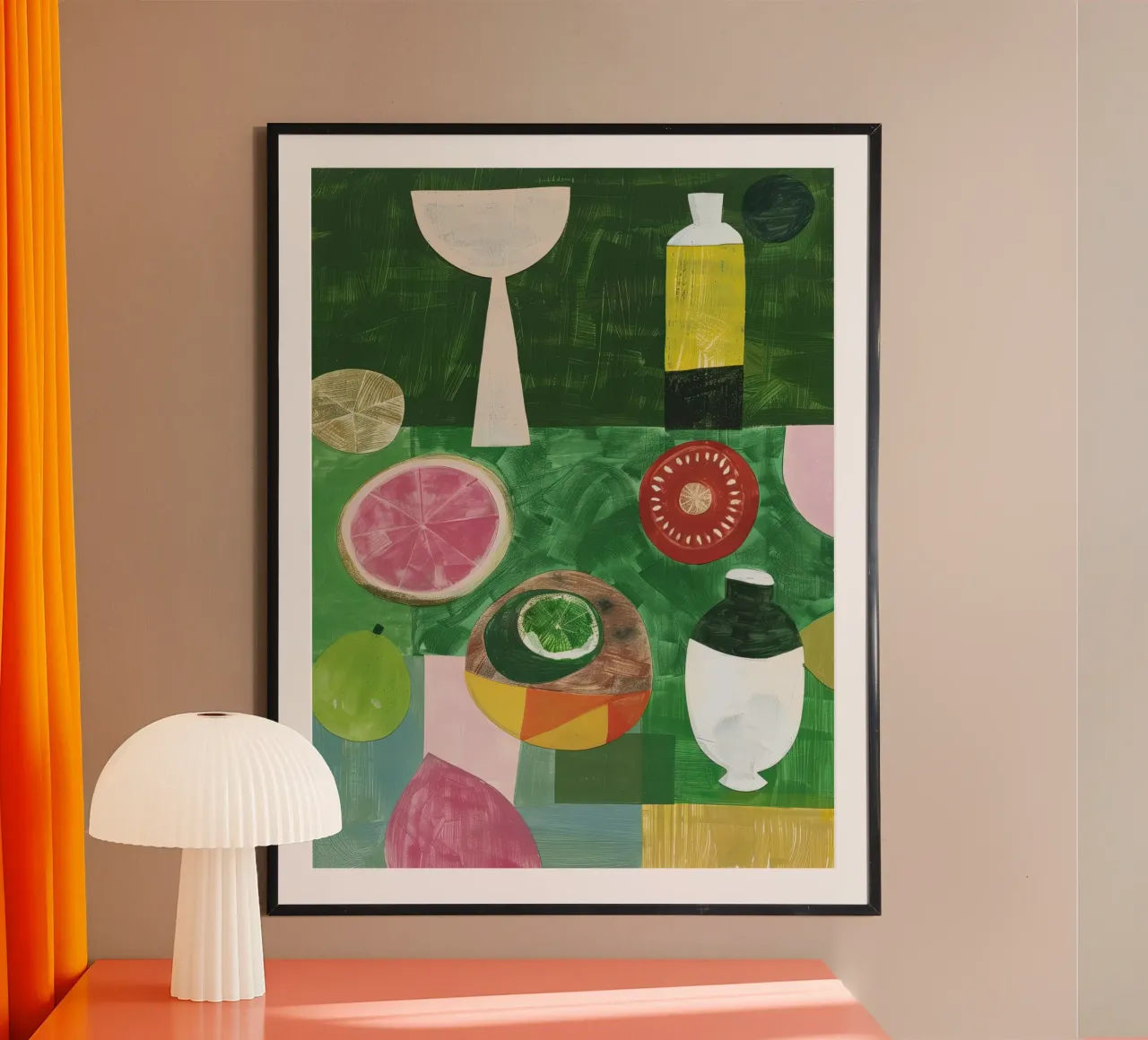 Natura morta in verde poster con telaio in alluminio da DaarbyN