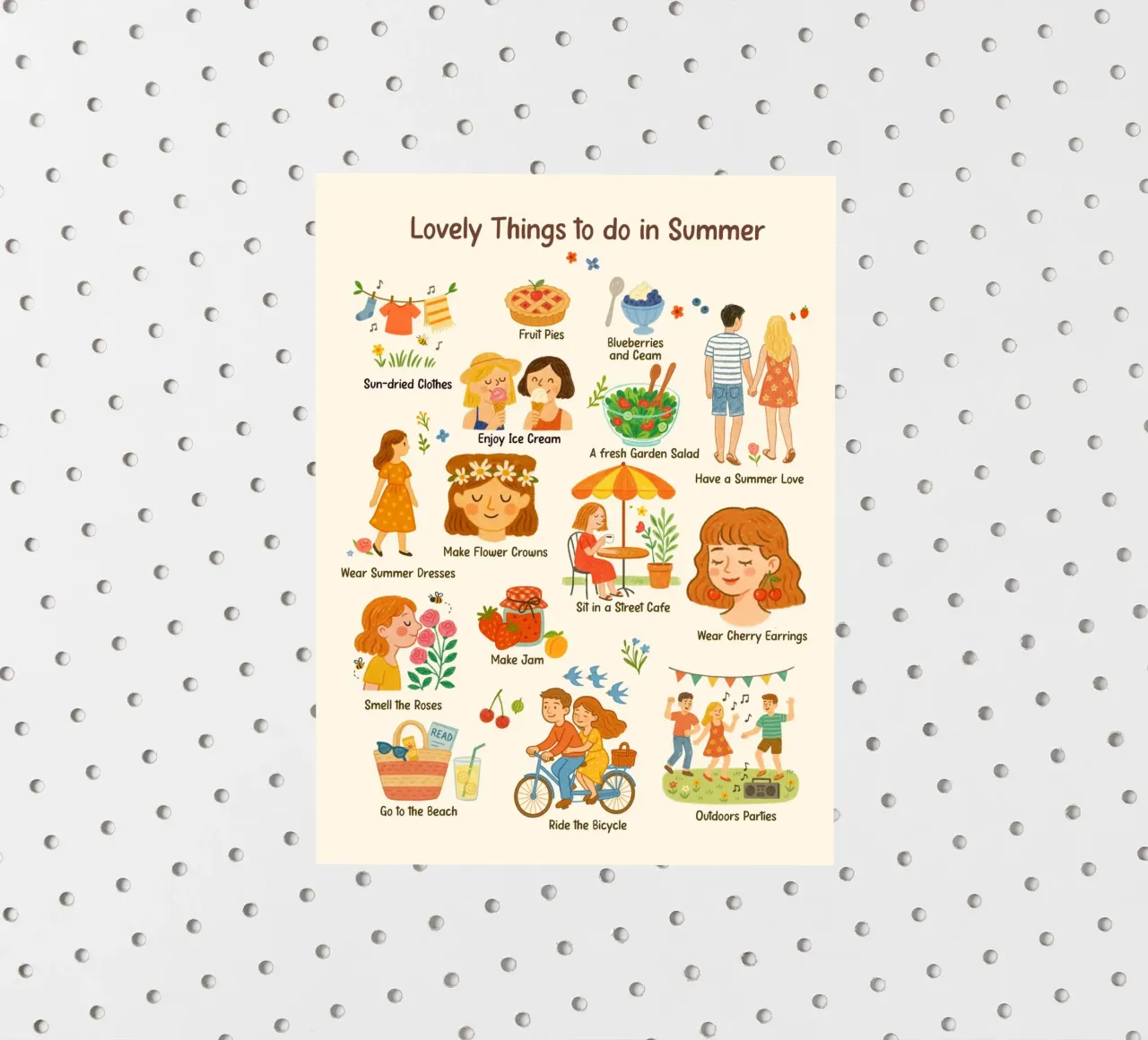 Lovely Things to do in Summer - crayon illustration sticker by Taika Tori Art