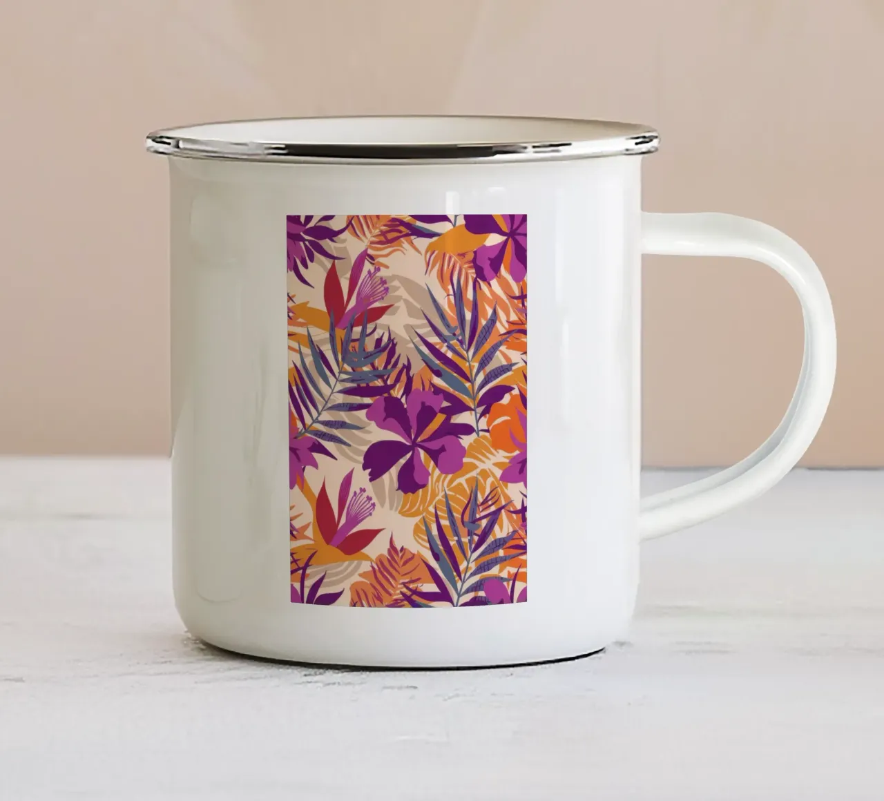 Trama tropicale vibrante tazza in smalto da Obs Canvas