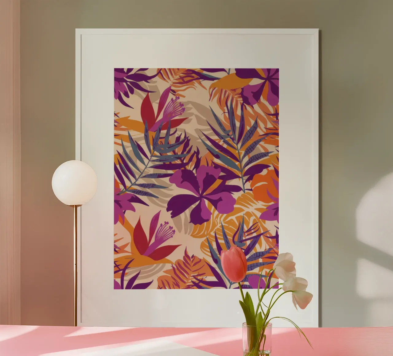 Trama tropicale vibrante poster con telaio in alluminio da Obs Canvas