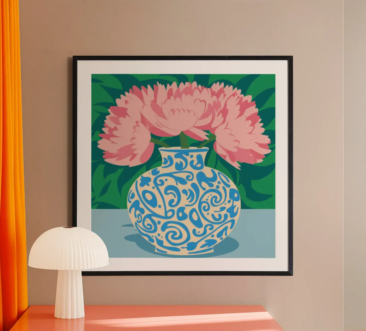 Peonia ornata Grace poster da Obs Canvas