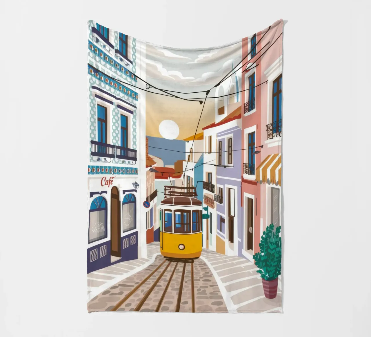Viaggio in tram a Lisbona coperta in pile da Obs Canvas