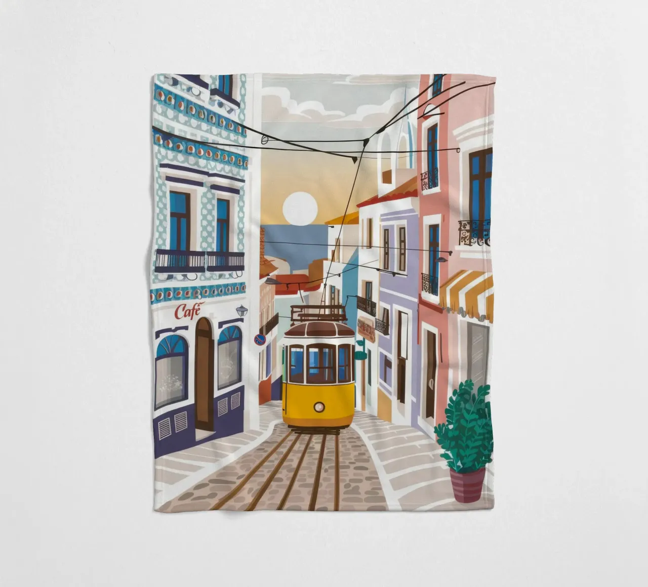 Viaggio in tram a Lisbona coperta in pile da Obs Canvas