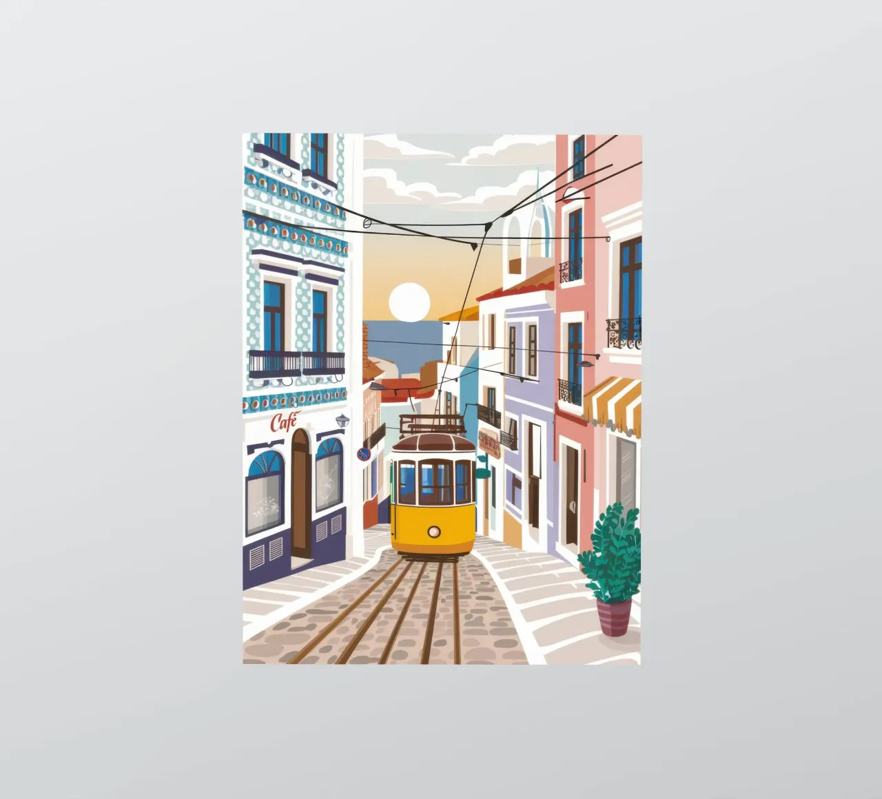 Viaggio in tram a Lisbona adesivo da Obs Canvas