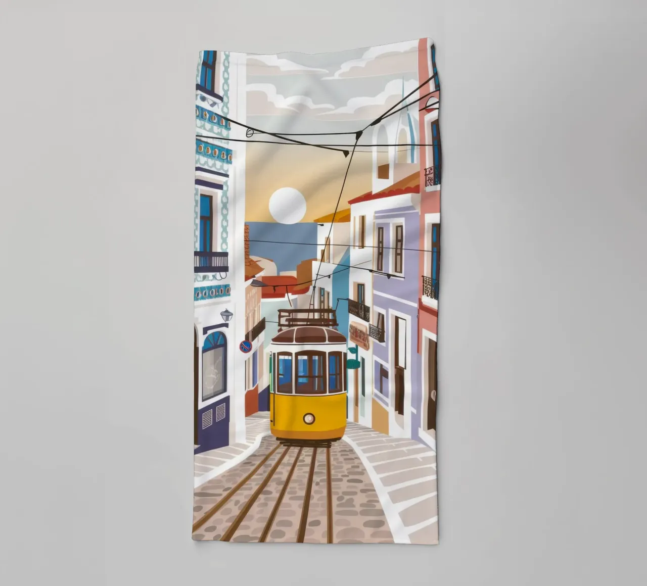 Viaggio in tram a Lisbona asciugamano da bagno da Obs Canvas