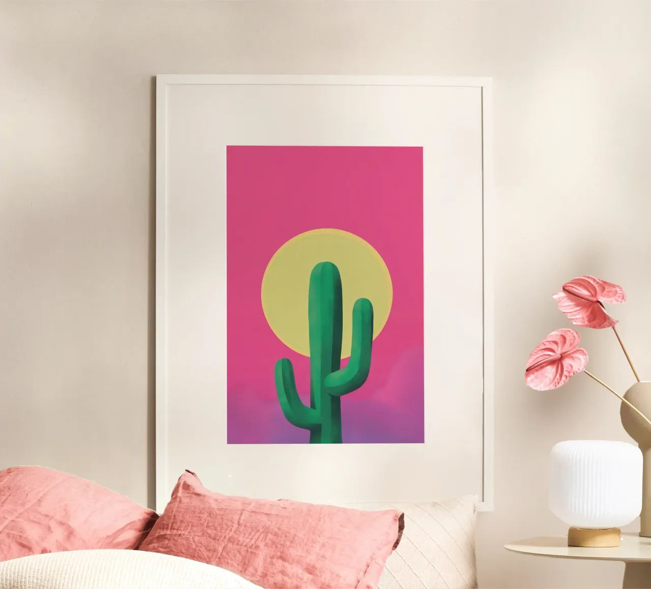 Sole del deserto minimalista poster con telaio in plastica da Obs Canvas