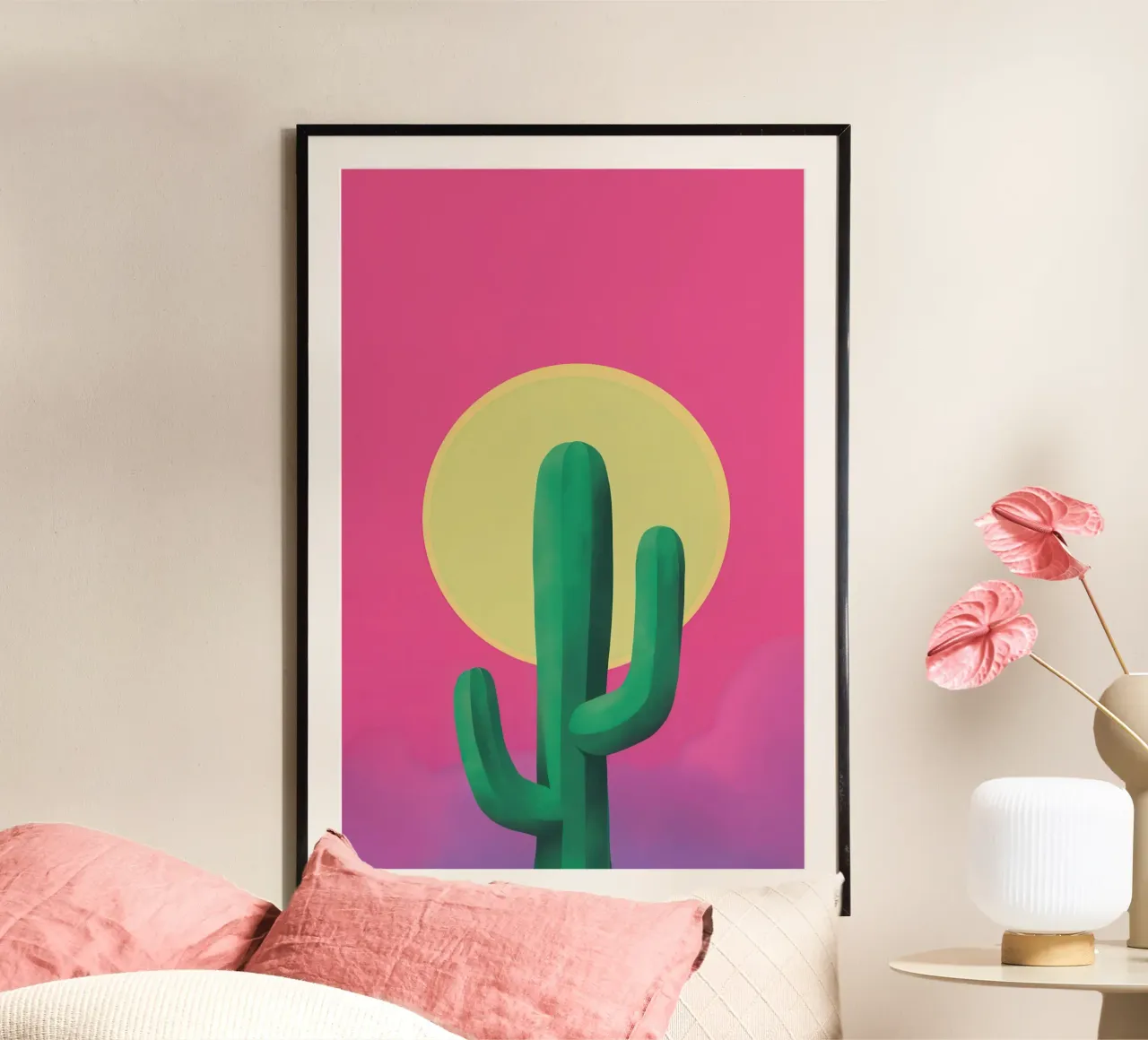 Sole del deserto minimalista poster con telaio in plastica da Obs Canvas