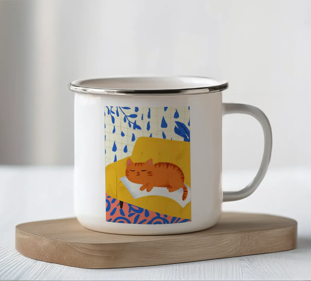 Beatitudine del gatto addormentato tazza in smalto da Obs Canvas