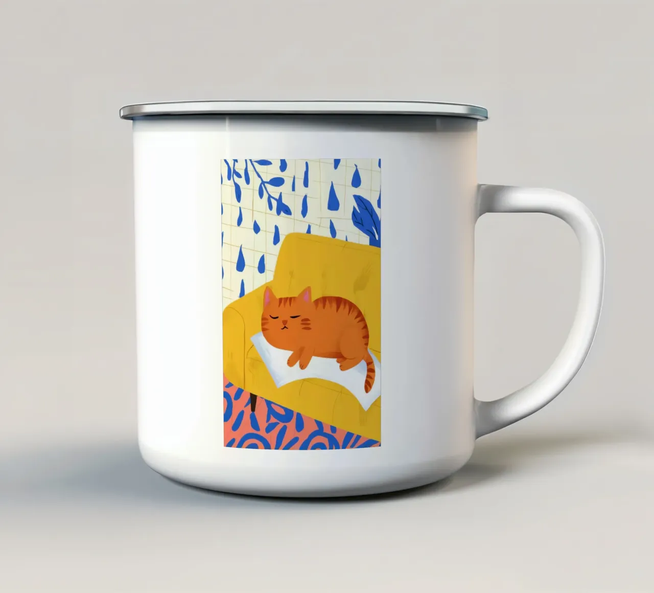 Beatitudine del gatto addormentato tazza in smalto da Obs Canvas
