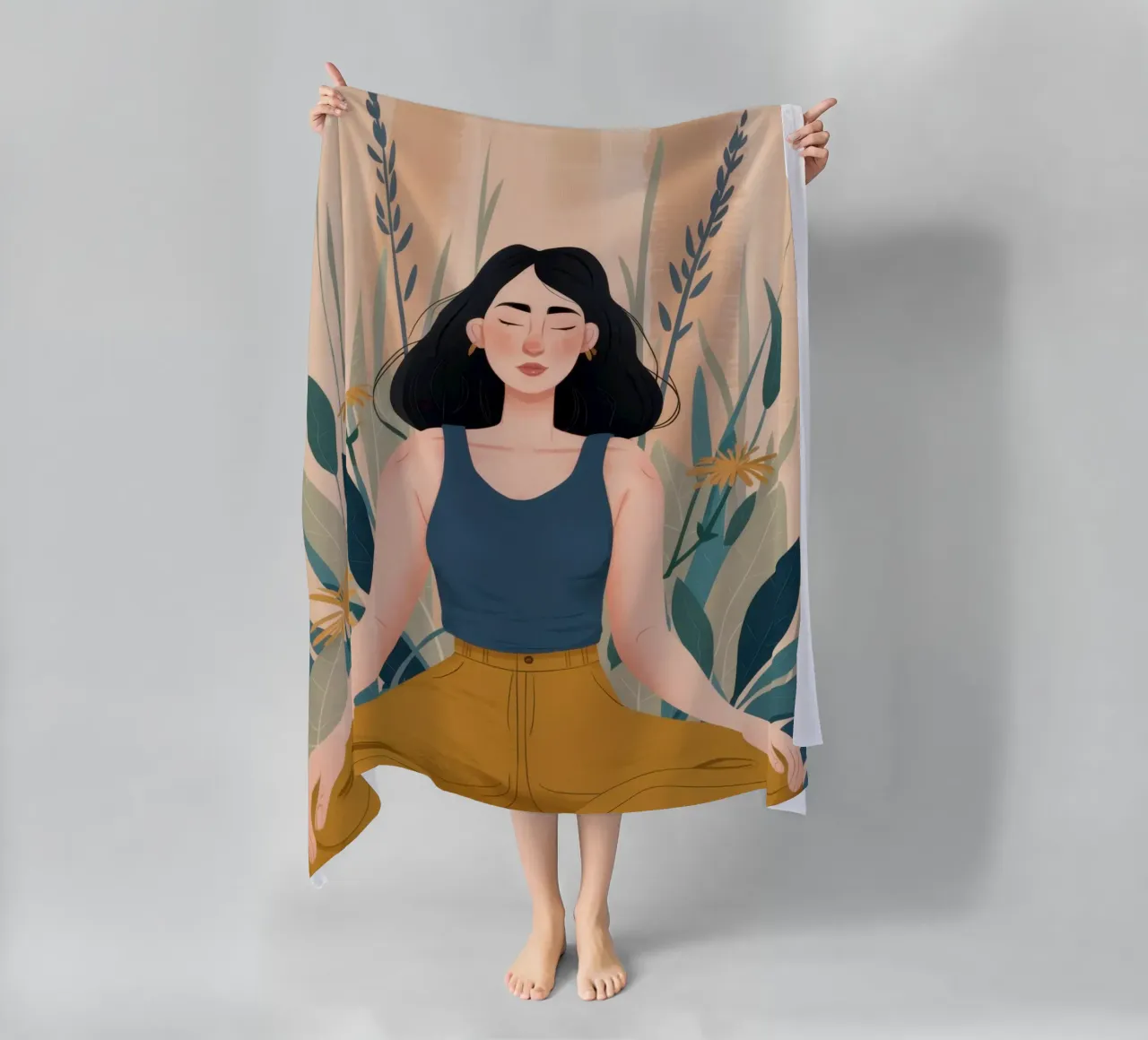 Serene Yoga Pose telo mare da Thistle Bloom