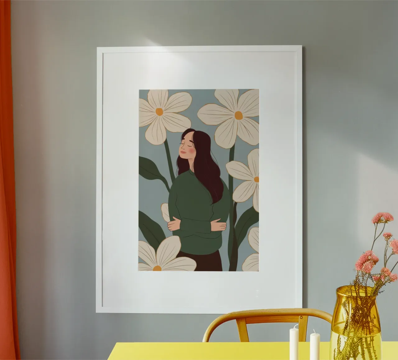 Abbraccio di sé da parte di Daisy poster con telaio in legno da Obs Canvas