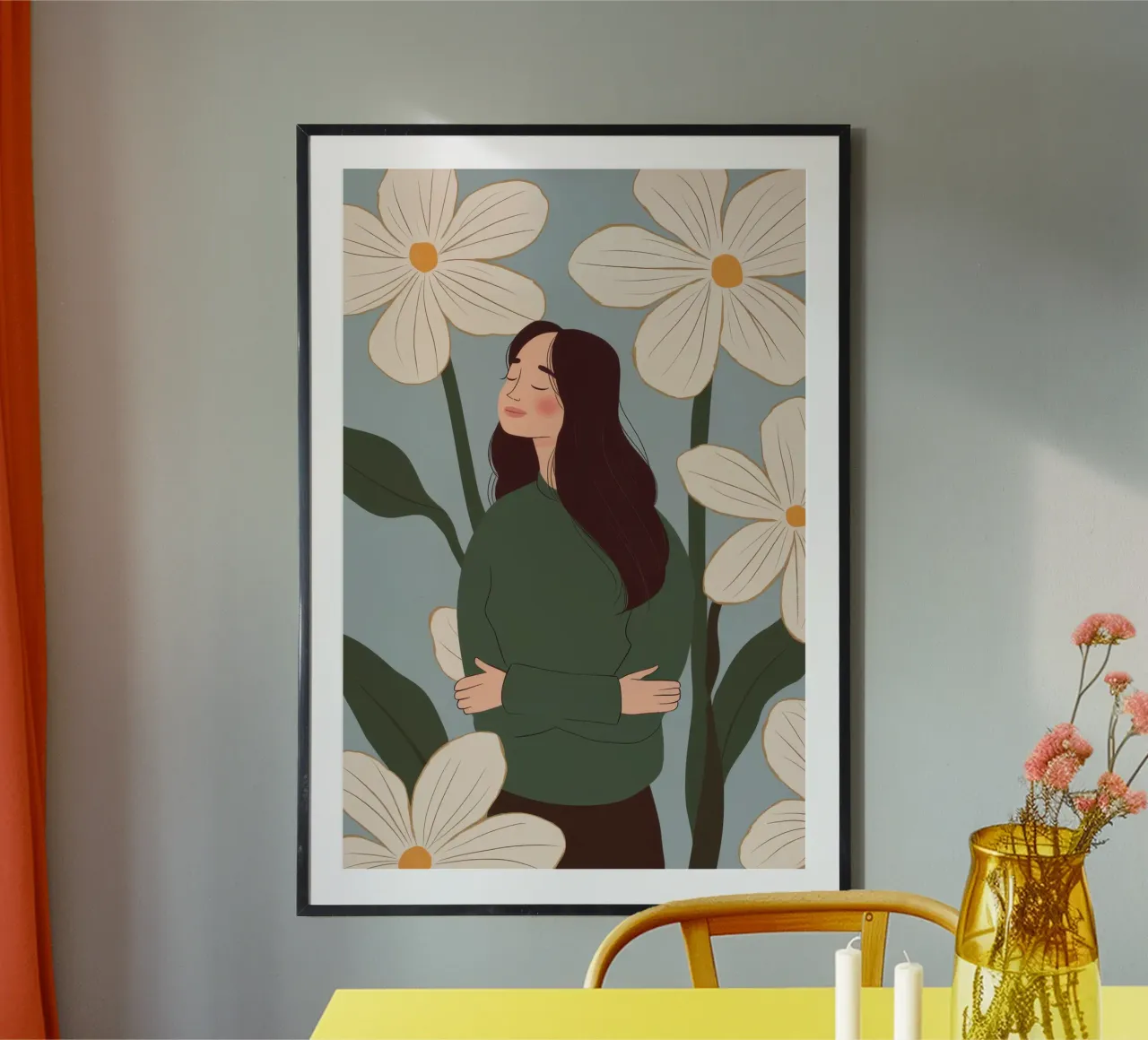 Abbraccio di sé da parte di Daisy poster con telaio in legno da Obs Canvas