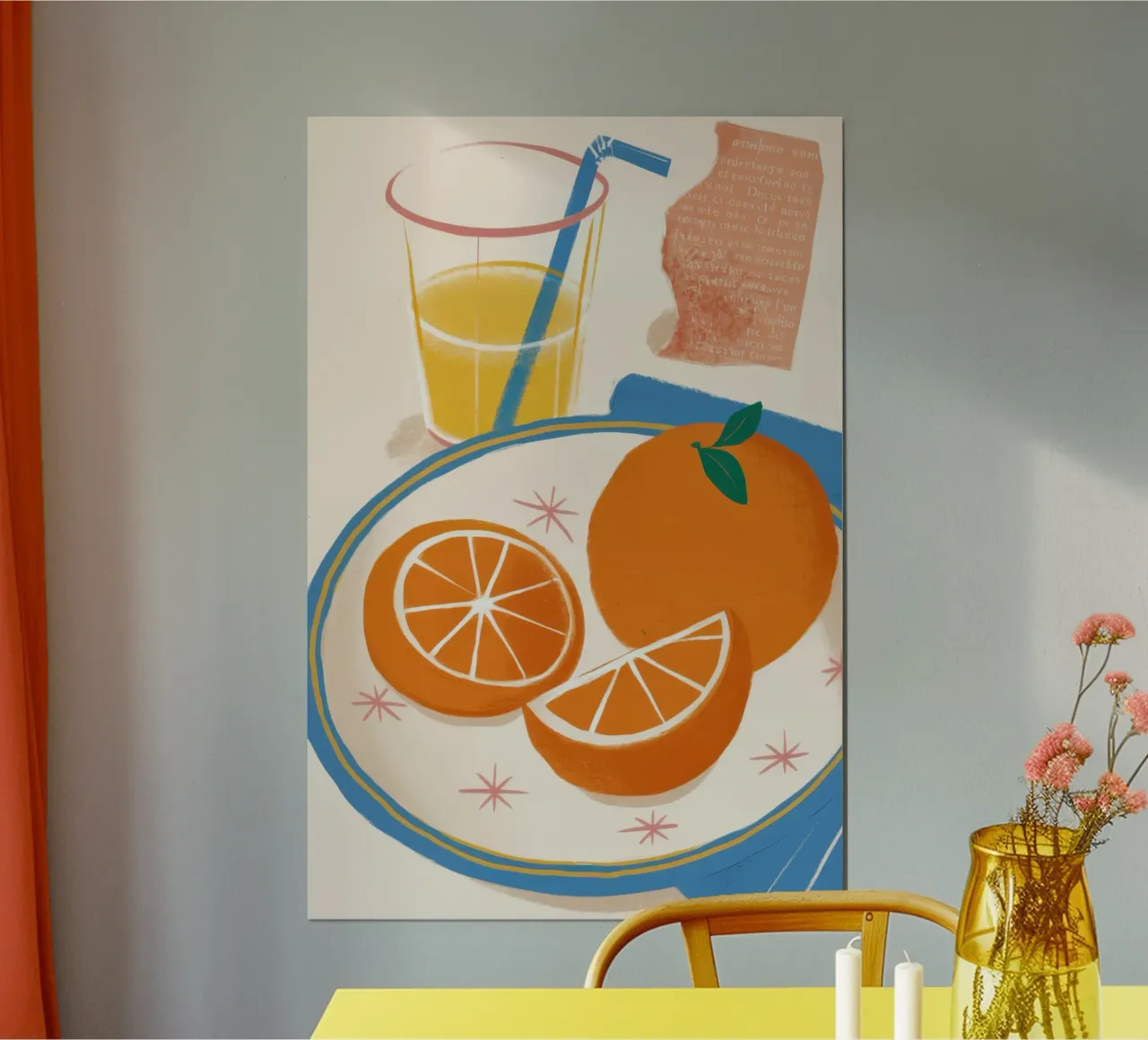 Colazione all'arancia solare poster con telaio in alluminio da Thistle Bloom