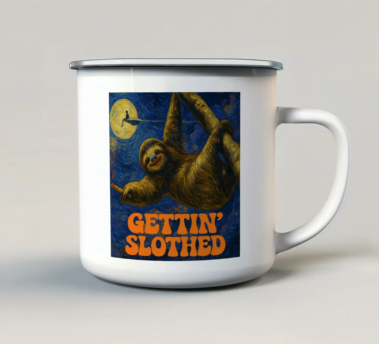 GETTIN´ SLOTHED tazza in smalto da Vintage Van Gogh