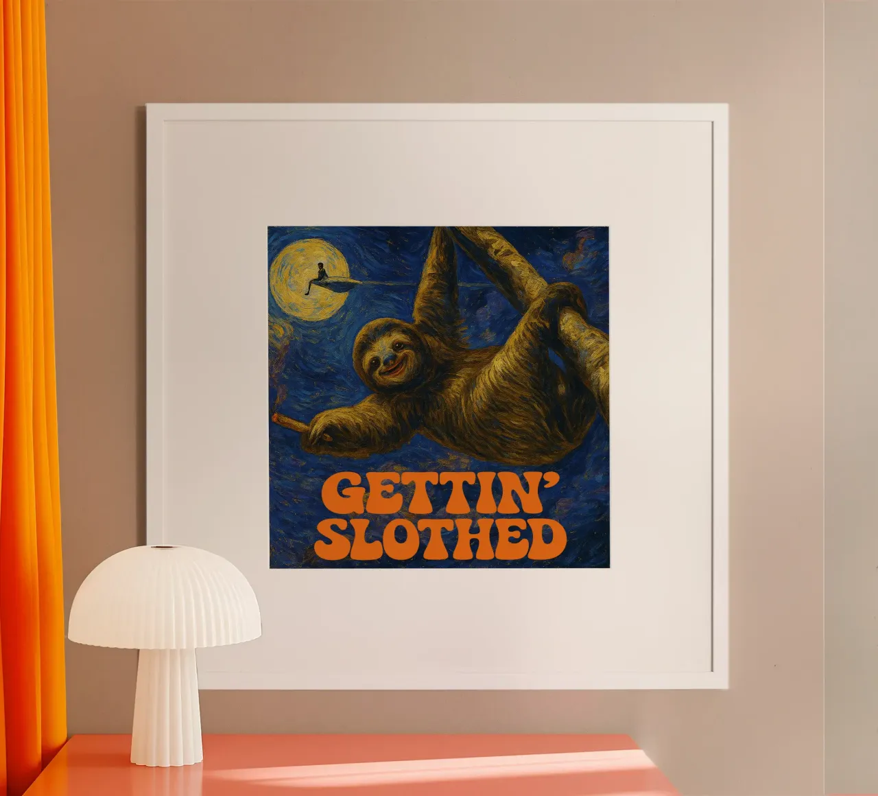GETTIN´ SLOTHED poster con telaio in alluminio da Vintage Van Gogh