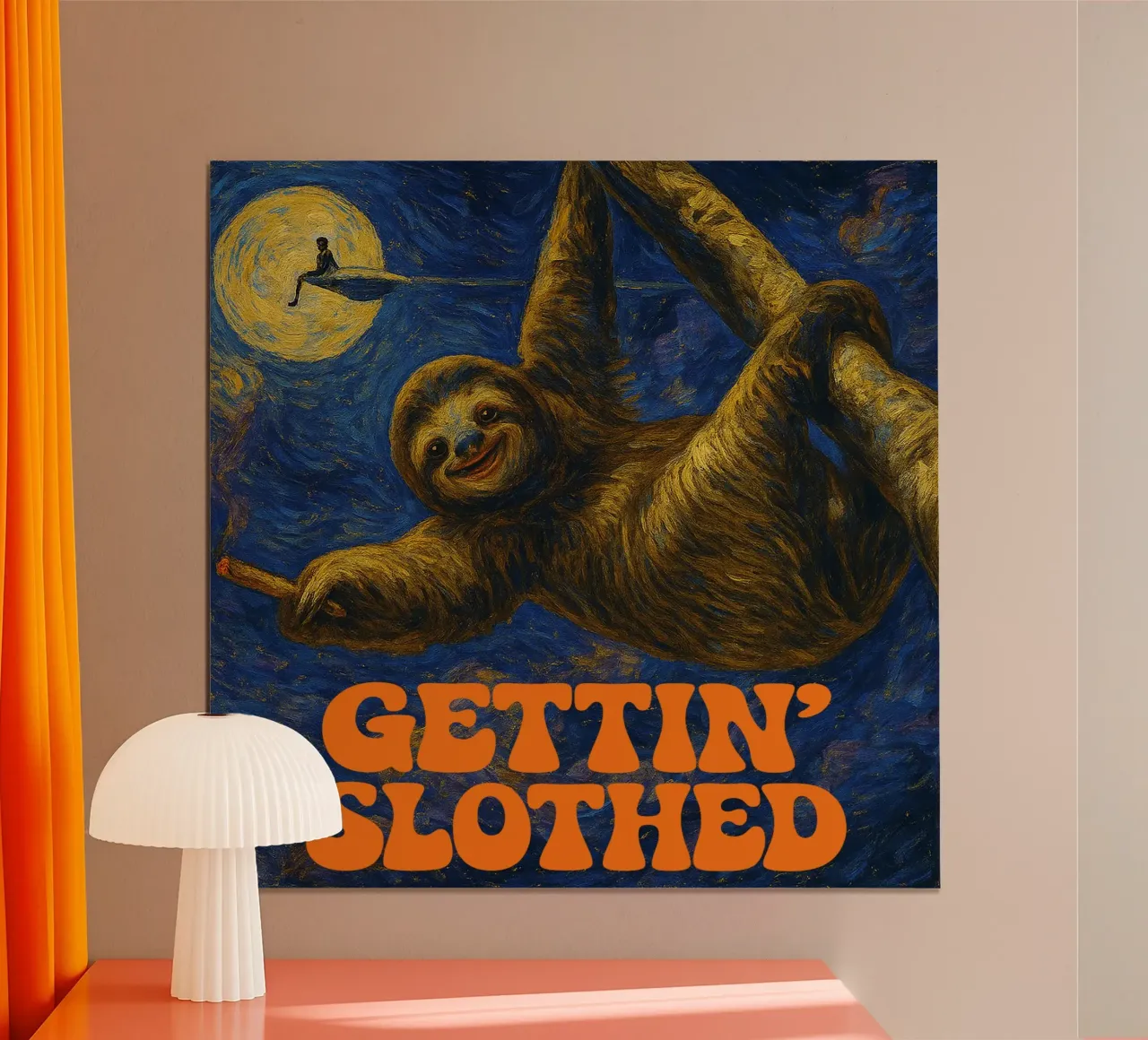 GETTIN´ SLOTHED poster con telaio in alluminio da Vintage Van Gogh