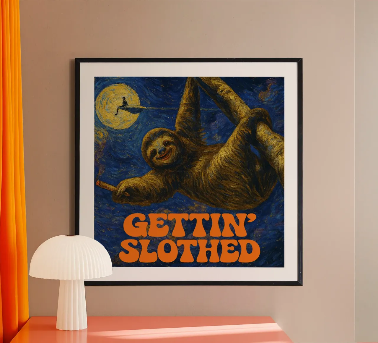 GETTIN´ SLOTHED poster con telaio in alluminio da Vintage Van Gogh