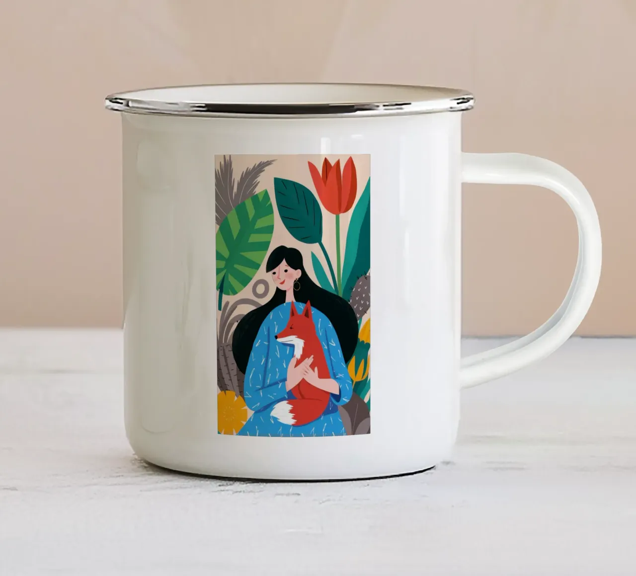 Foxy Umarmung Zärtlichkeit Emaille Tasse von Obs Canvas
