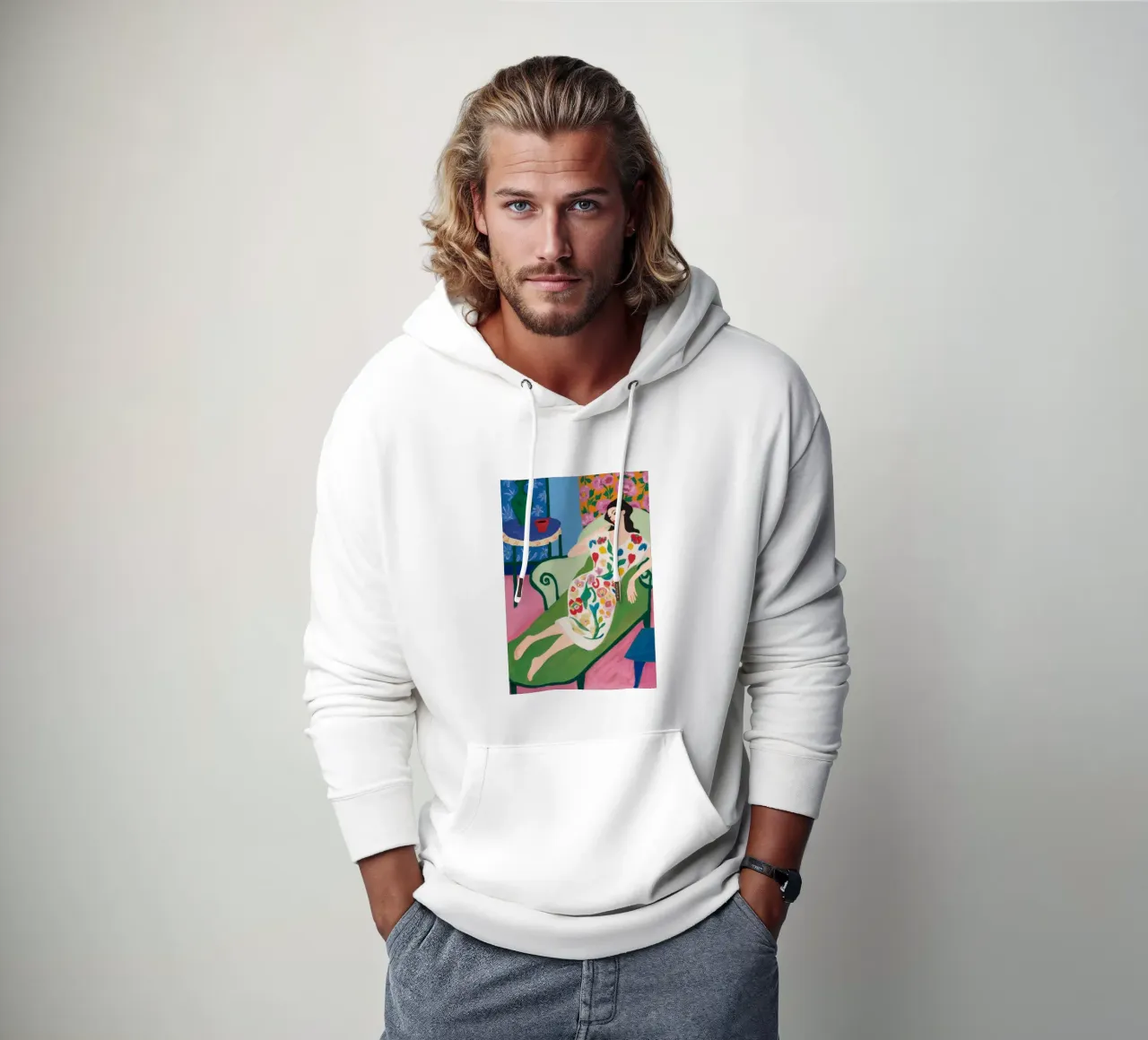 Riposo floreale in salotto felpa con cappuccio da Obs Canvas