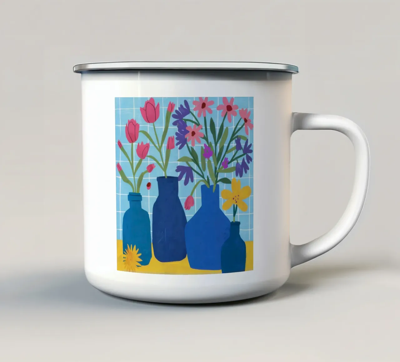Bouquet in vasi blu tazza in smalto da Thistle Bloom