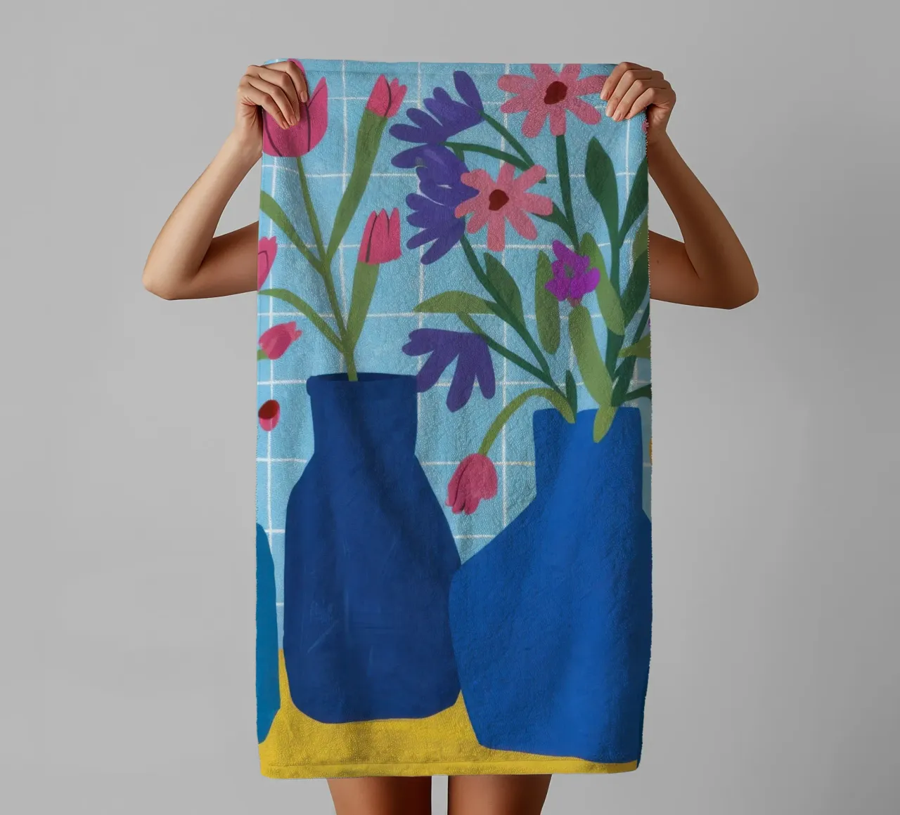 Ramo en jarrones azules toalla de baño de Thistle Bloom