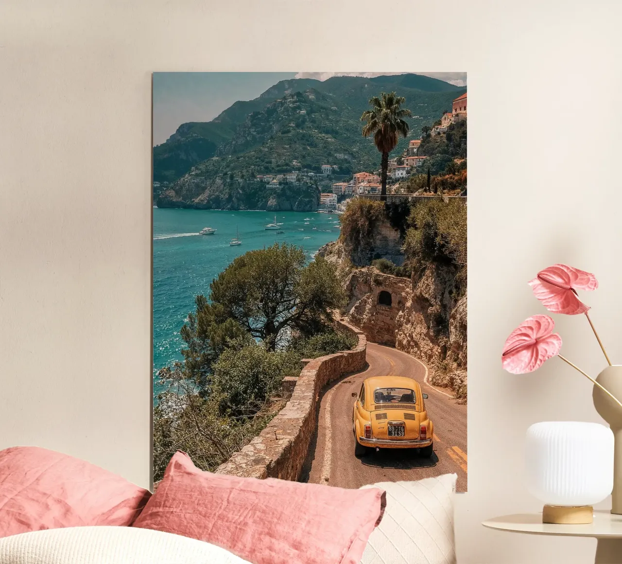 Amalfi Coast road trip - poster with vintage car hahnemühle by BLICKPUNKT