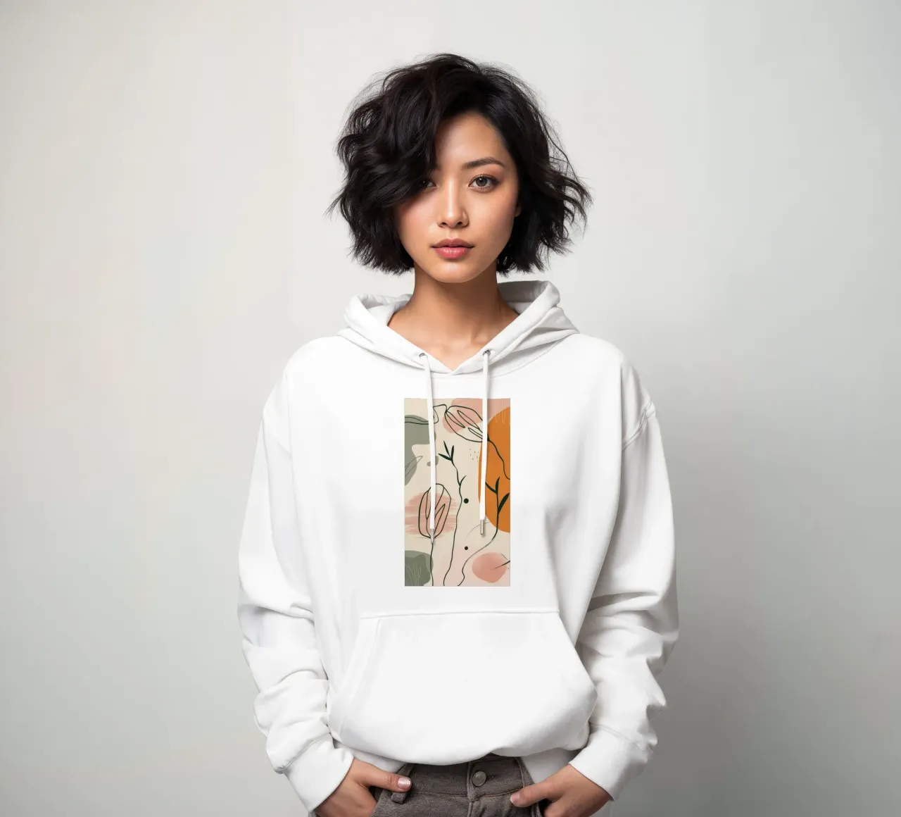 Linee floreali minimaliste felpa con cappuccio da Thistle Bloom