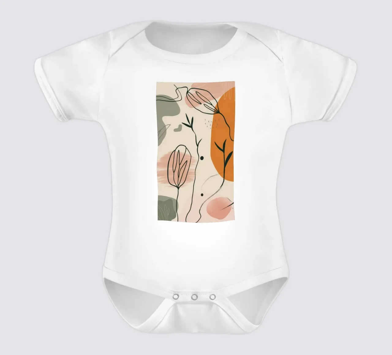 Linee floreali minimaliste body neonato maniche corte da Thistle Bloom