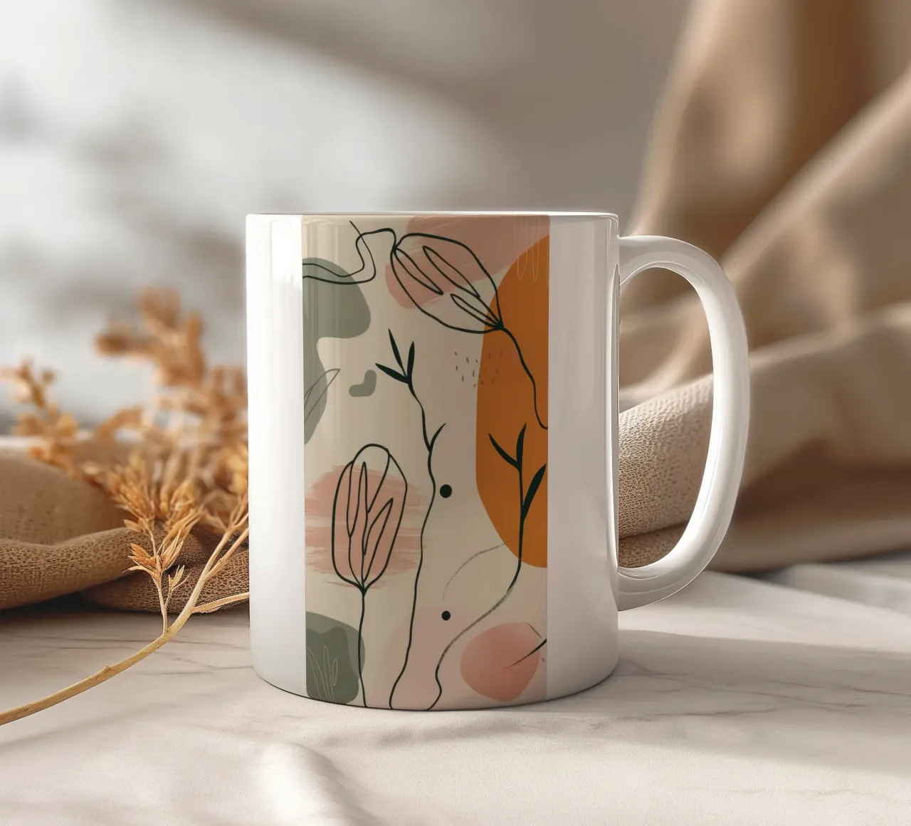 Linee floreali minimaliste tazza in ceramica da Thistle Bloom