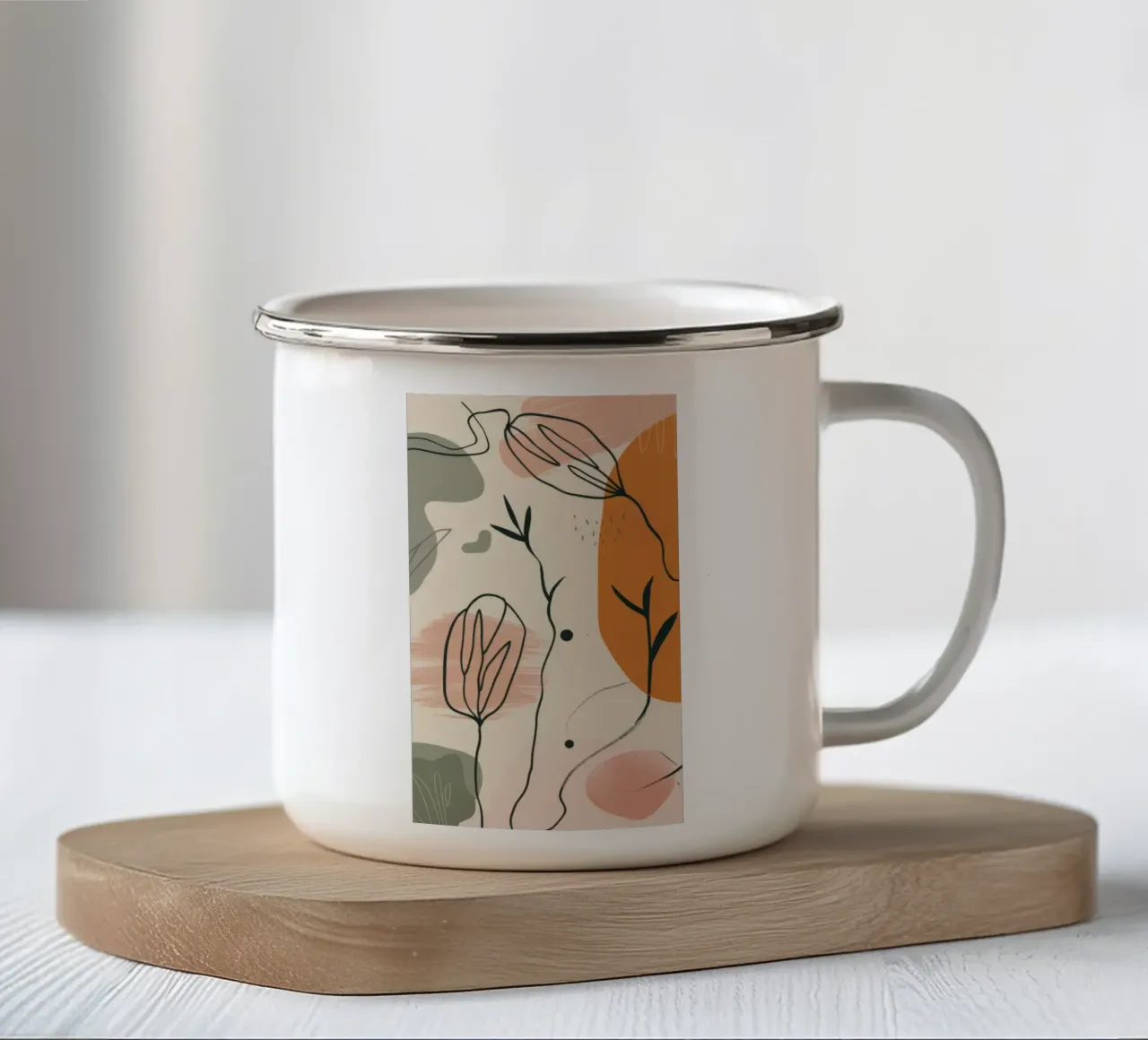 Linee floreali minimaliste tazza in smalto da Thistle Bloom